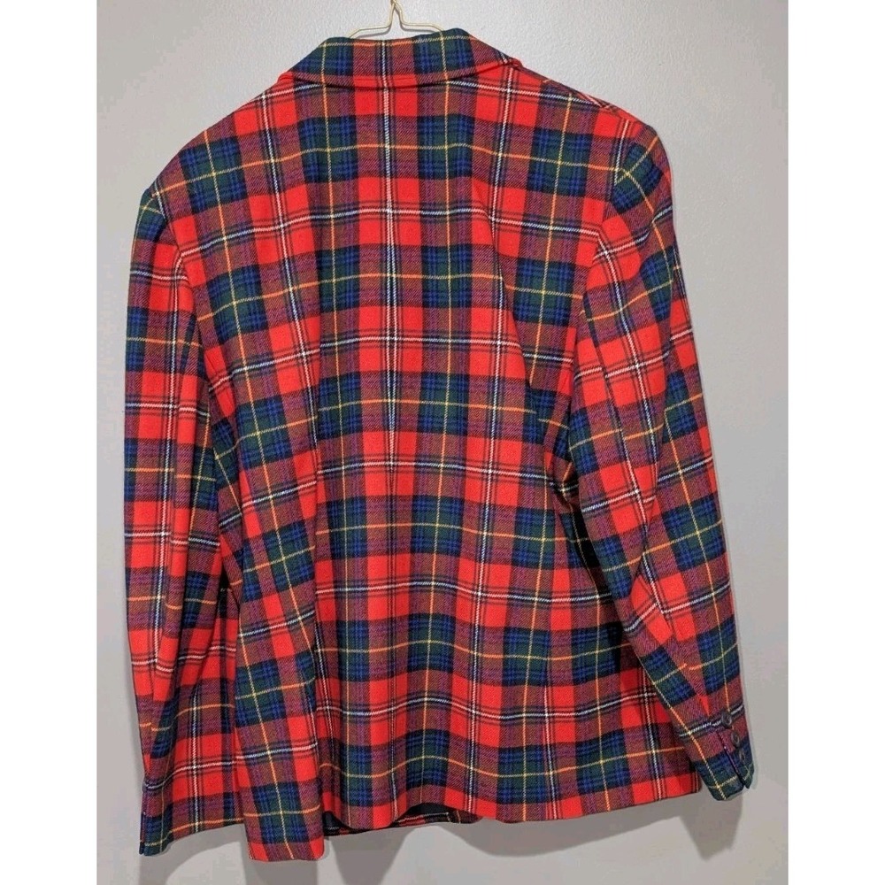 Vintage 1970s–80s Pendleton Red Tartan Plaid 100% Virgin Wool Blazer Size 14 USA - Picture 3 of 9